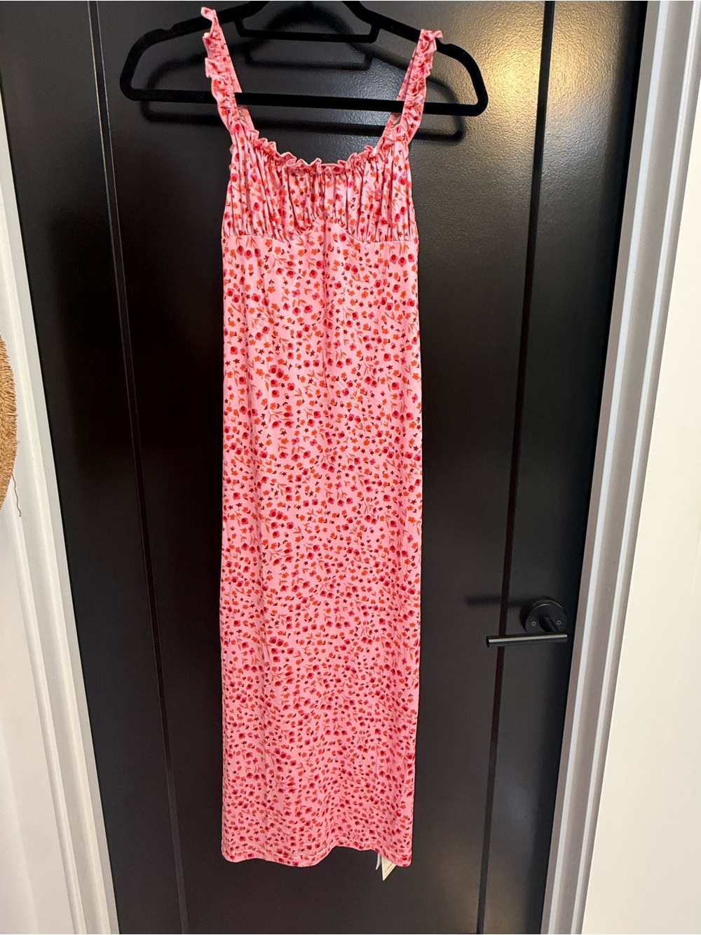 Commense Pink Floral Ruffle-Strap Nightgown